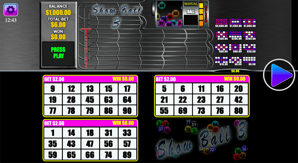 Jogar Video Bingo ShowBall 3 Grátis 